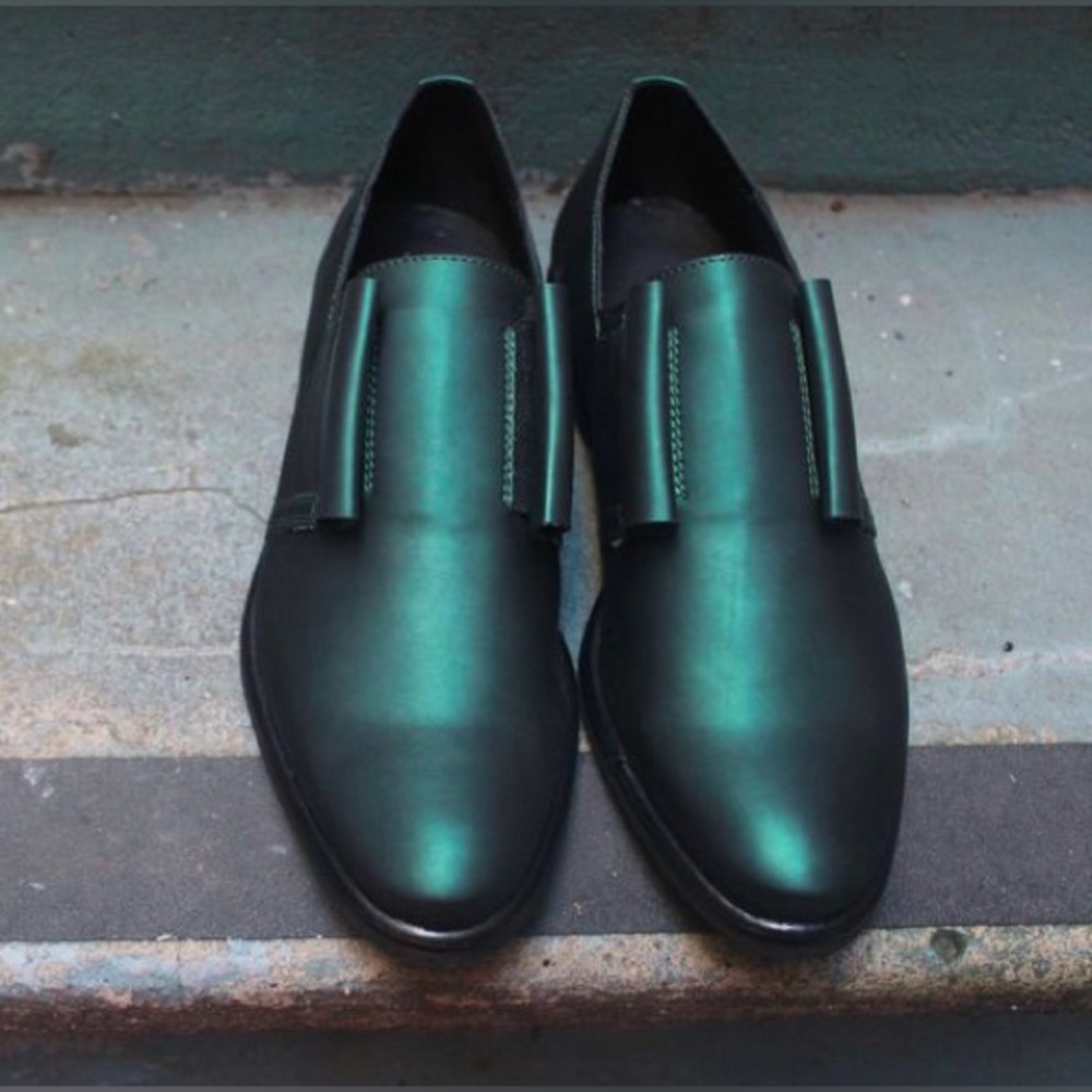 Miista Fiona Subtle Shimmery Teal Oxfords Brogues GB3 EU36 US5.5